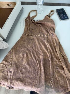 Brown Washed A-Line Sundress
